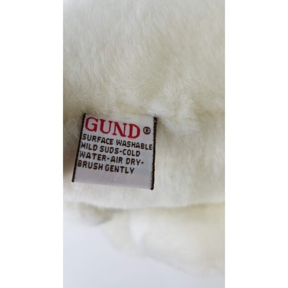 Gund Plush 11" Bunny Rabbit White Stuffed Animal Sitting Green Gold Ribbon - Picture 8 of 10